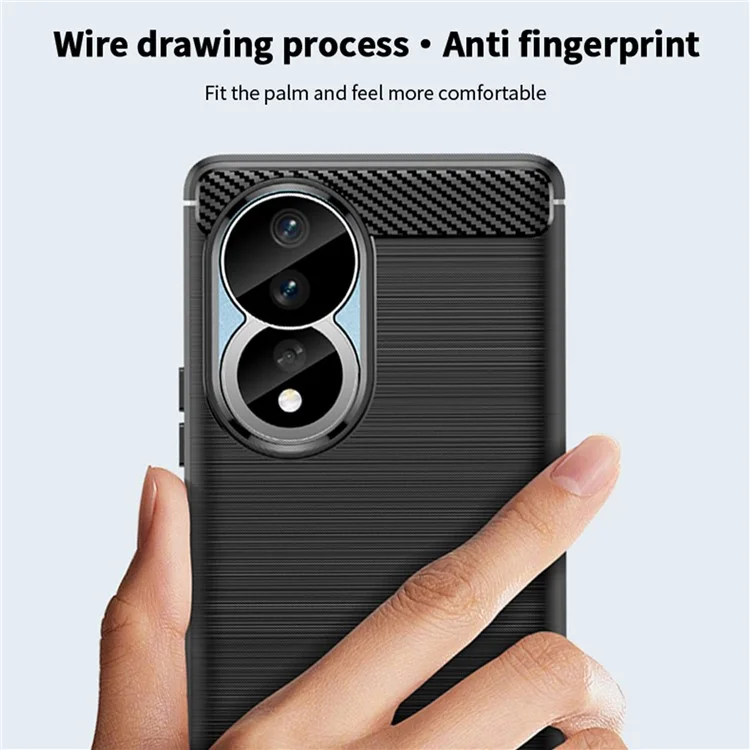 MOFI JK TPU Serie-1 Para Honor 80 5G Ligero Suave Soft TPU Fibra de Carbono Fibra Cepillada Teléfono Anti-stratch Tapa Trasera - Negro