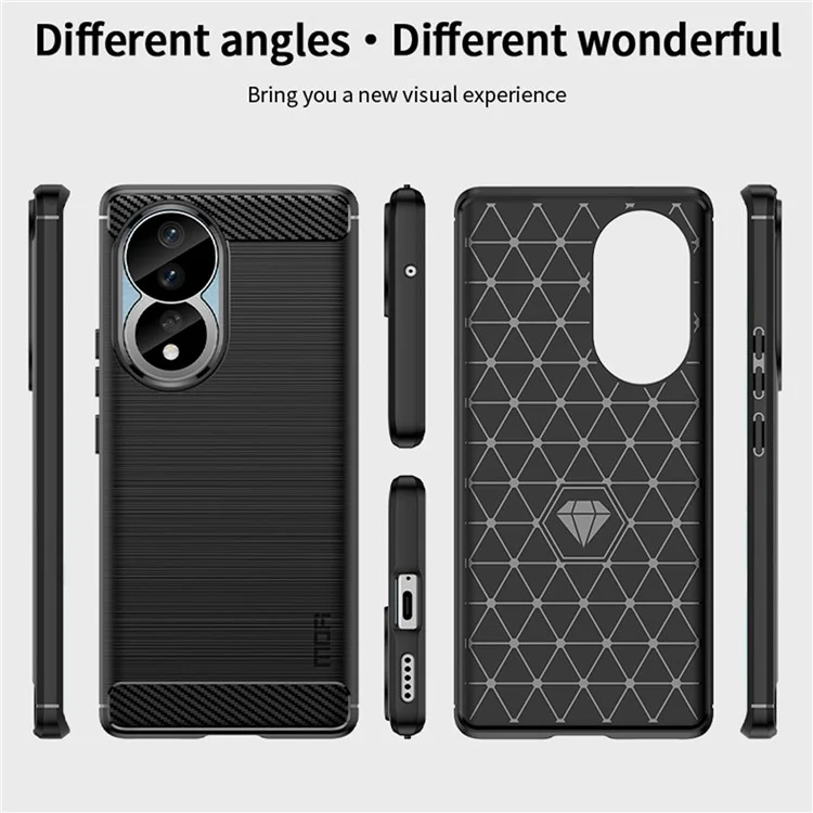 MOFI JK TPU Serie-1 Para Honor 80 5G Ligero Suave Soft TPU Fibra de Carbono Fibra Cepillada Teléfono Anti-stratch Tapa Trasera - Negro