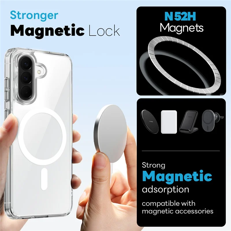 NORTHJO for Samsung Galaxy S26 FE Magnetic Case PC + TPU Phone Cover Set with Front Screen Protector + Lens Film