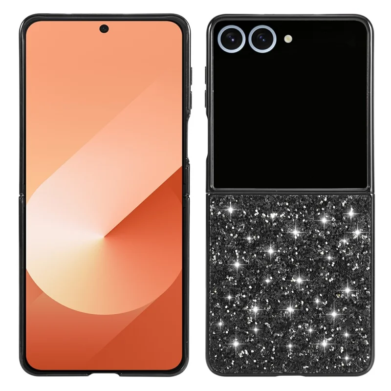 For Samsung Galaxy Z Flip8 Case Electroplating TPU + PC Sparkling Glitter Phone Back Cover - Black