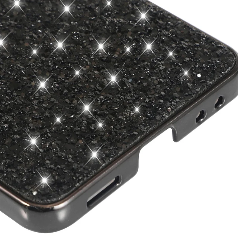 For Samsung Galaxy Z Flip8 Case Electroplating TPU + PC Sparkling Glitter Phone Back Cover - Black