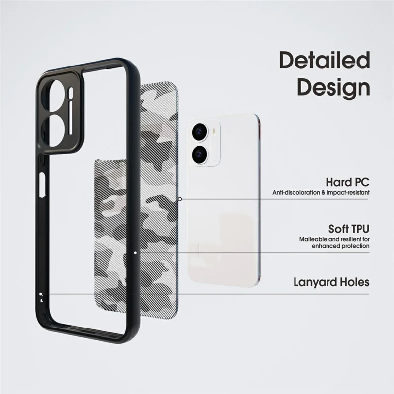 IBMRS Mobile Cover for Xiaomi Redmi 15a 5G Soft TPU + Hard PC Case with Wrist Strap (Precision Cutouts) - Artistic Camouflage