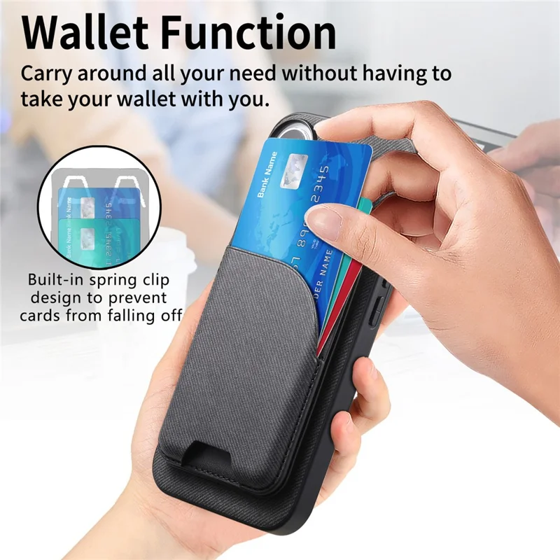 For Xiaomi 17T Pro Magnetic Case Cloth Texture Leather + PC + TPU Phone Cover with Detachable Card Holder - Black