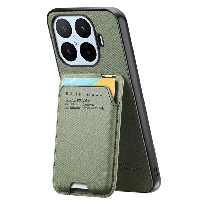 For Xiaomi 17T Case Cloth Texture Leather + PC + TPU Phone Cover with Card Holder Kickstand - Green