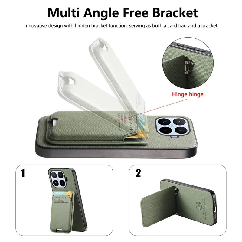 For Xiaomi 17T Case Cloth Texture Leather + PC + TPU Phone Cover with Card Holder Kickstand - Green