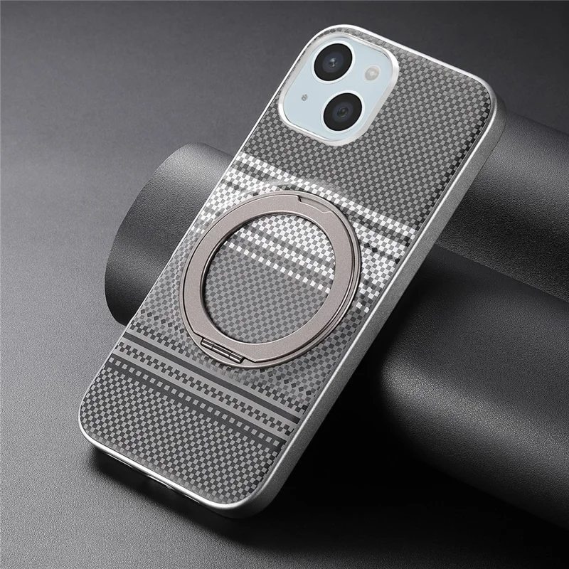 For iPhone 14 / 13 Case Magnetic Kickstand PU Leather + PC + TPU Gradient Phone Cover - Black