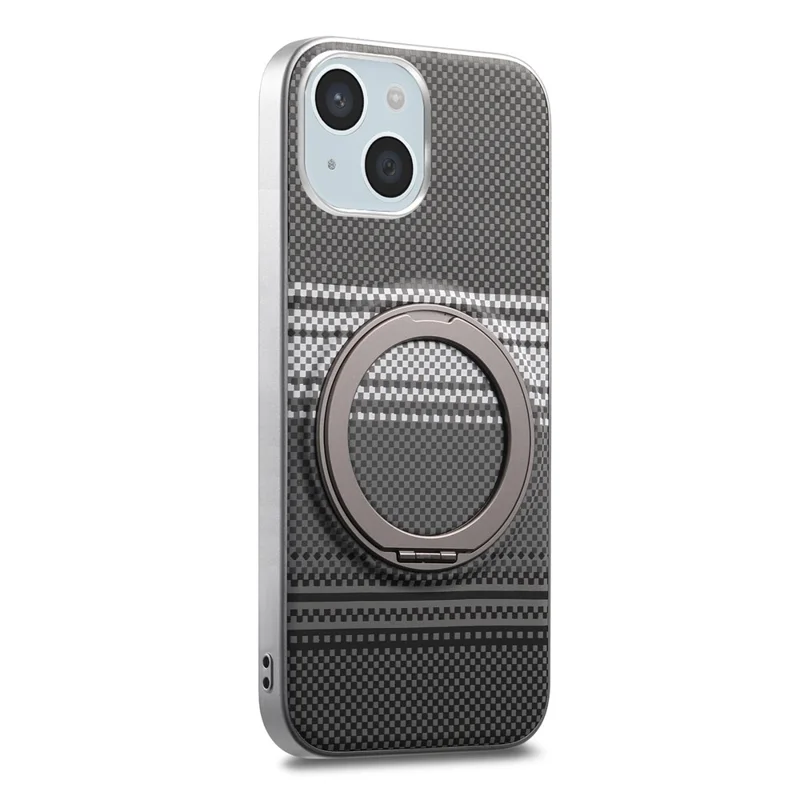 For iPhone 14 / 13 Case Magnetic Kickstand PU Leather + PC + TPU Gradient Phone Cover - Black