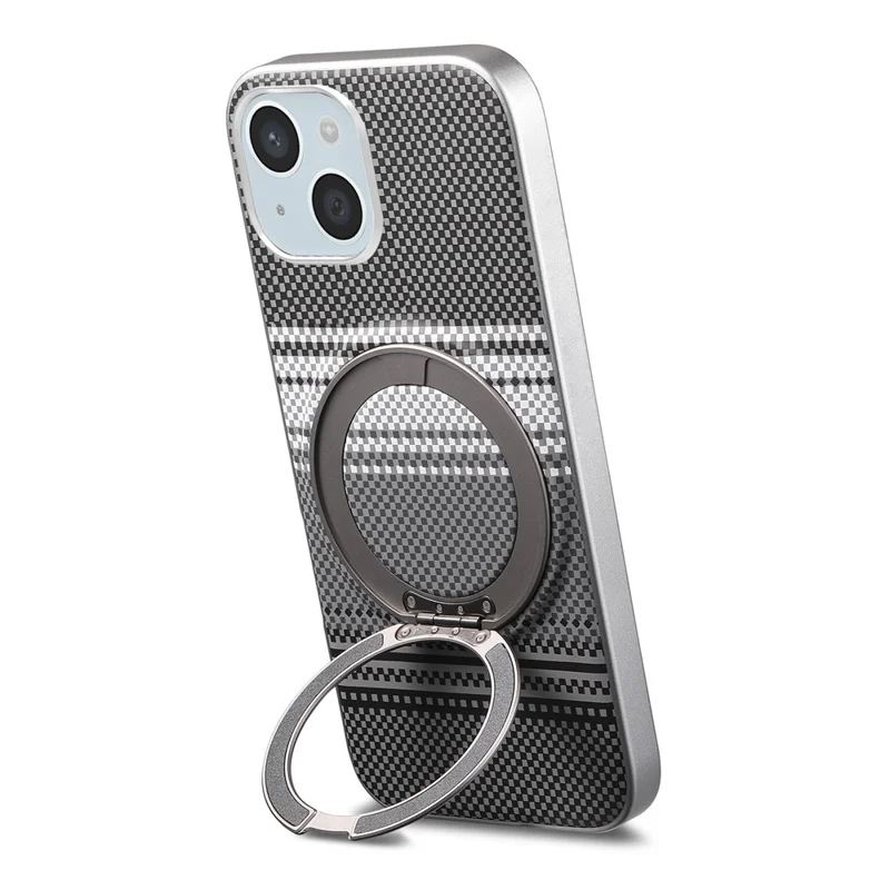 For iPhone 14 / 13 Case Magnetic Kickstand PU Leather + PC + TPU Gradient Phone Cover - Black