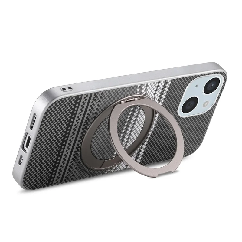 For iPhone 14 / 13 Case Magnetic Kickstand PU Leather + PC + TPU Gradient Phone Cover - Black