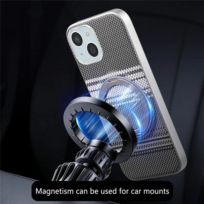 For iPhone 14 / 13 Case Magnetic Kickstand PU Leather + PC + TPU Gradient Phone Cover - Black