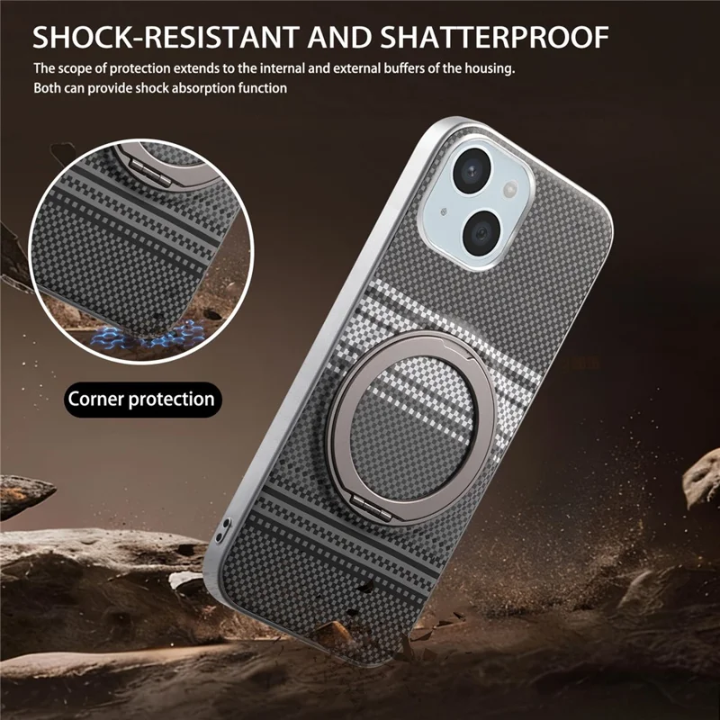 For iPhone 14 / 13 Case Magnetic Kickstand PU Leather + PC + TPU Gradient Phone Cover - Black