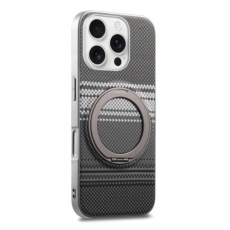 For iPhone 16 Pro Max Case Magnetic Kickstand PU Leather + PC + TPU Gradient Phone Cover - Black