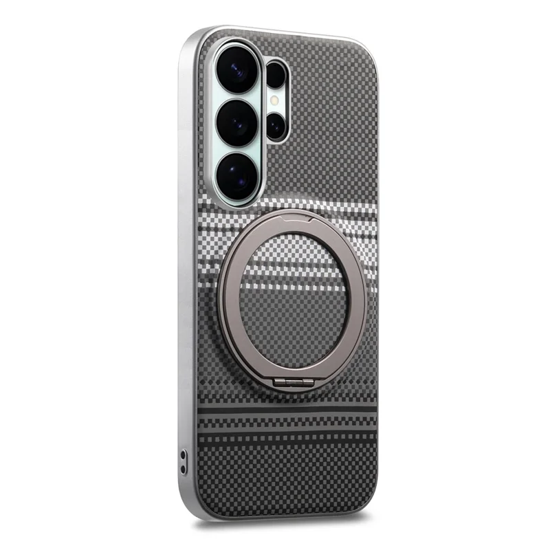 For Samsung Galaxy S25 Ultra / S24 Ultra Case Magnetic Kickstand PU Leather + PC + TPU Gradient Phone Cover - Black