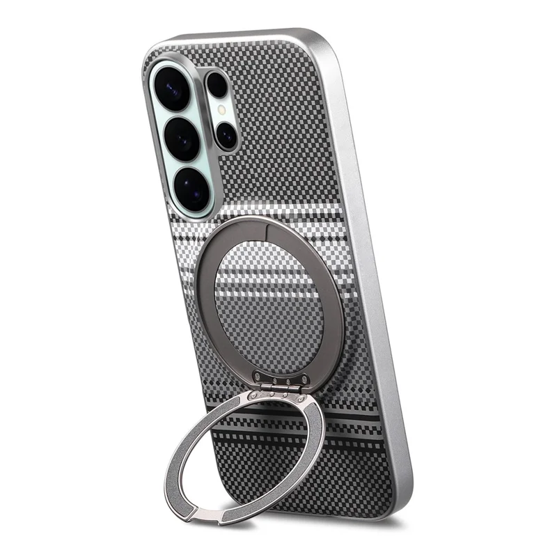 For Samsung Galaxy S25 Ultra / S24 Ultra Case Magnetic Kickstand PU Leather + PC + TPU Gradient Phone Cover - Black