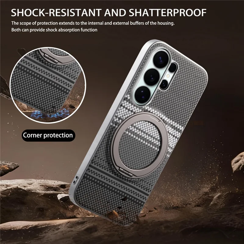For Samsung Galaxy S25 Ultra / S24 Ultra Case Magnetic Kickstand PU Leather + PC + TPU Gradient Phone Cover - Black