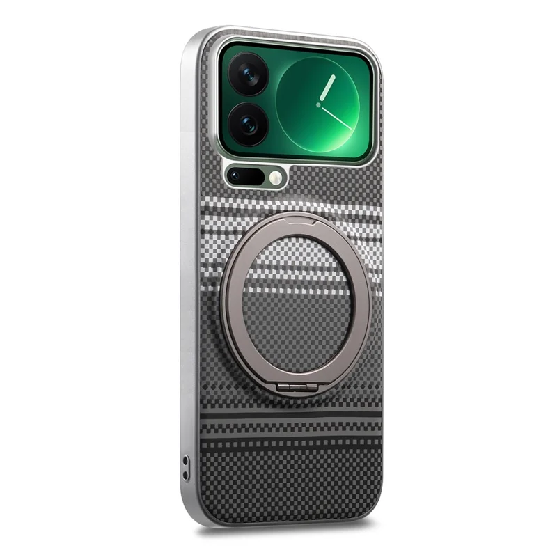 Folia na Xiaomi 17 Pro Max z magnesem i podstawką obrotową z kory PU + PC + TPU, pokrowiec gradientowy - Czarny
