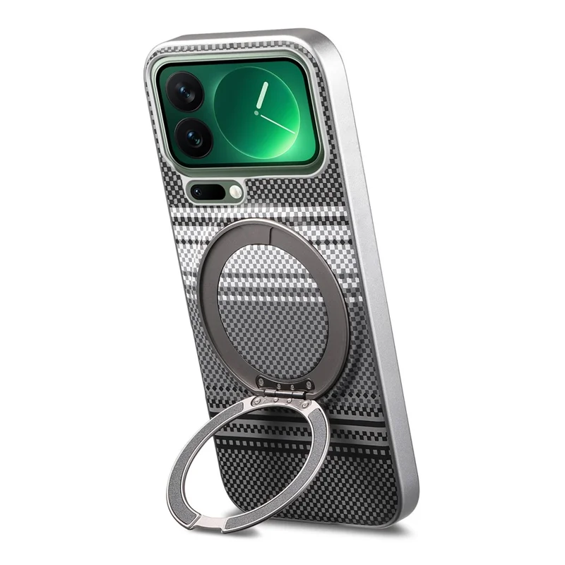 Folia na Xiaomi 17 Pro Max z magnesem i podstawką obrotową z kory PU + PC + TPU, pokrowiec gradientowy - Czarny