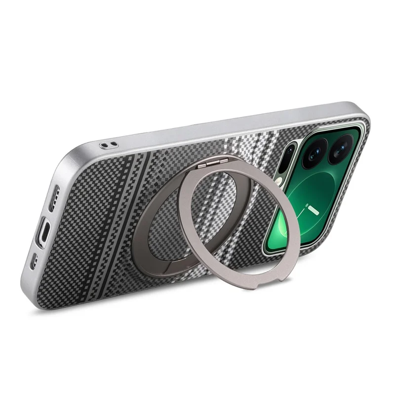 Folia na Xiaomi 17 Pro Max z magnesem i podstawką obrotową z kory PU + PC + TPU, pokrowiec gradientowy - Czarny