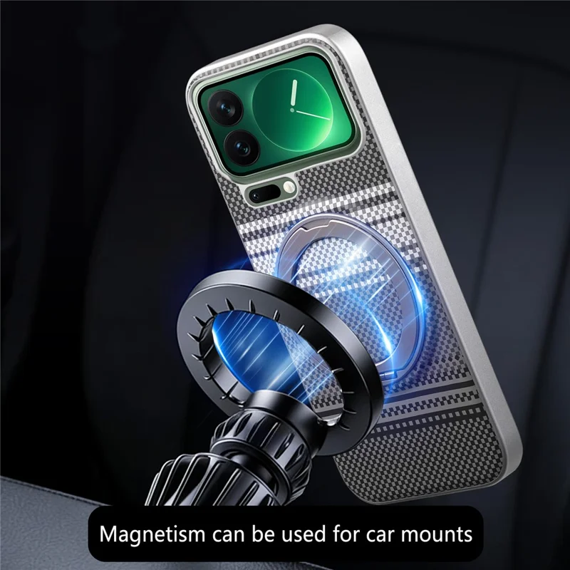 Folia na Xiaomi 17 Pro Max z magnesem i podstawką obrotową z kory PU + PC + TPU, pokrowiec gradientowy - Czarny