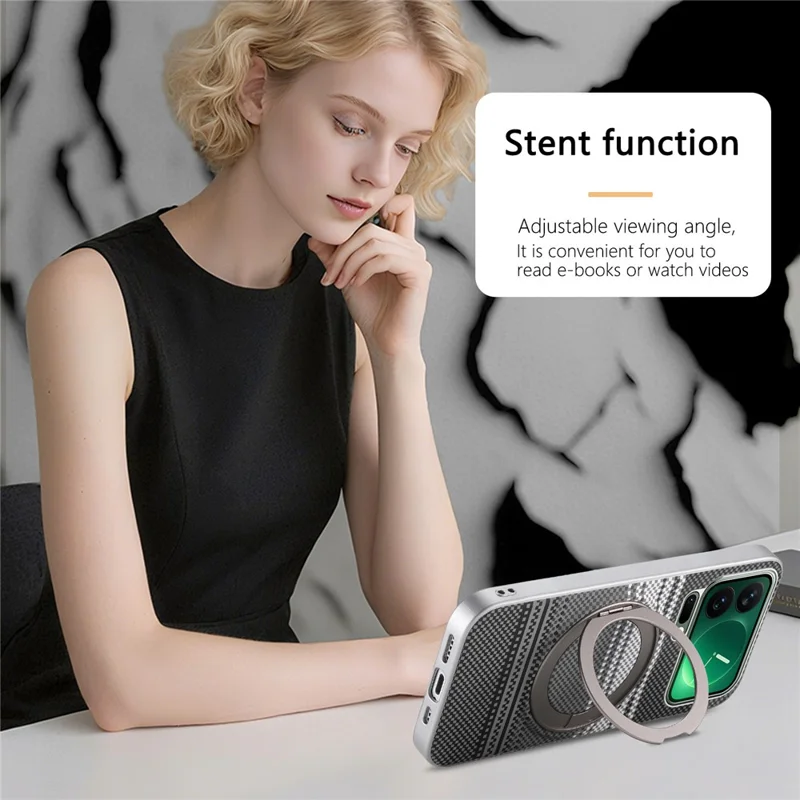 Folia na Xiaomi 17 Pro Max z magnesem i podstawką obrotową z kory PU + PC + TPU, pokrowiec gradientowy - Czarny