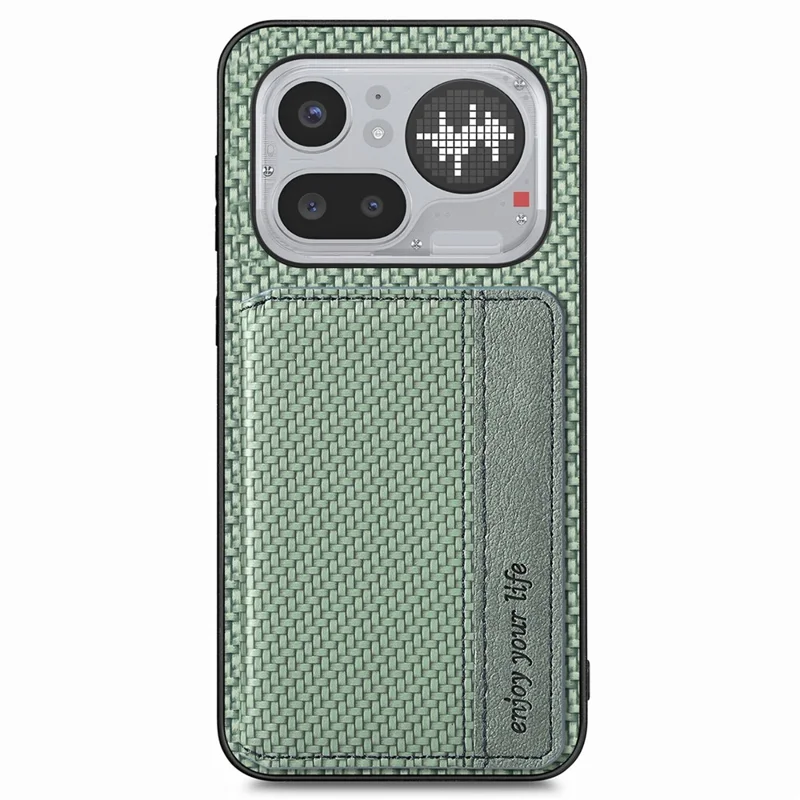 Чехол для Nothing Phone (4a) Pro с блокировкой RFID, из искусственной кожи с текстурой карбон, с держателем карт - Зеленый