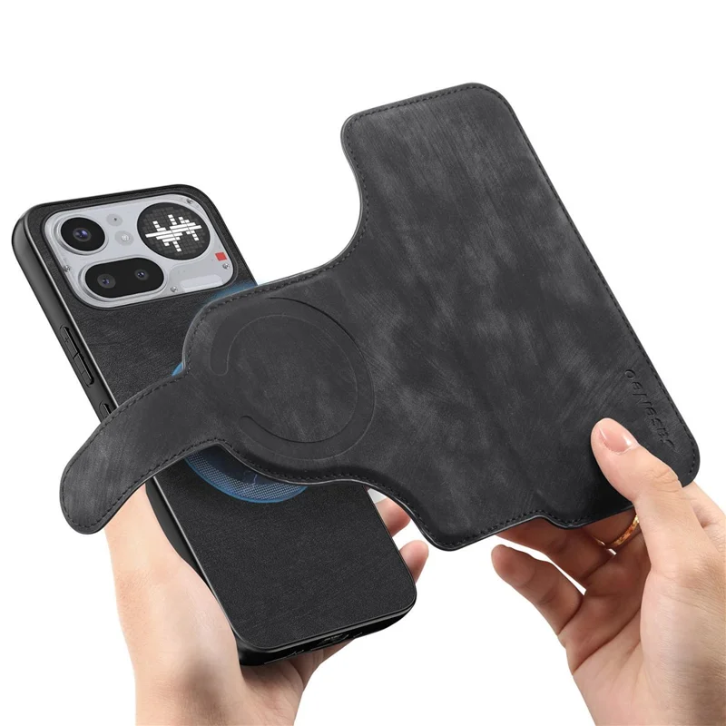 CASENEO MW-03 For Nothing Phone (4a) Pro Magnetic Case Detachable Leather Phone Wallet Cover - Black