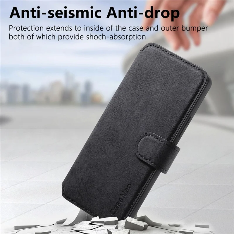 CASENEO MW-03 For Nothing Phone (4a) Pro Magnetic Case Detachable Leather Phone Wallet Cover - Black