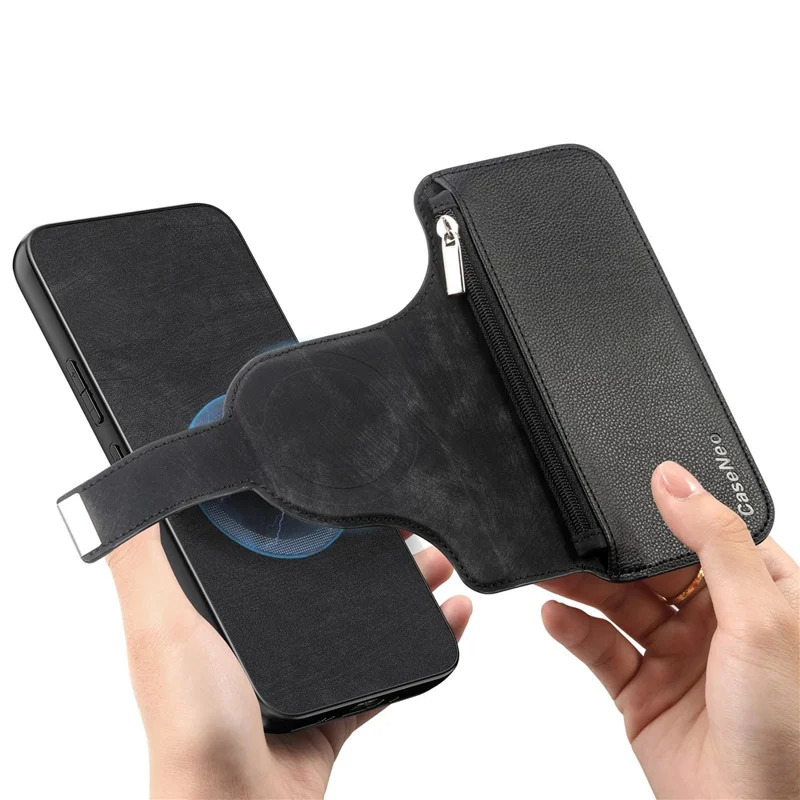 CASENEO MW-02 För Nothing Phone (4a) Pro Skal Avtagbart Magnetiskt Läderfölje - Svart