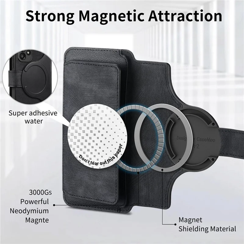 CASENEO MW-02 För Nothing Phone (4a) Pro Skal Avtagbart Magnetiskt Läderfölje - Svart