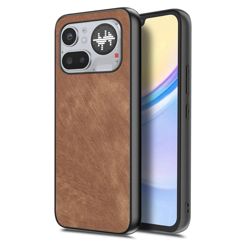 For Nothing Phone (4a) Pro Case Shockproof Slim Retro Leather Phone Back Cover - Brown