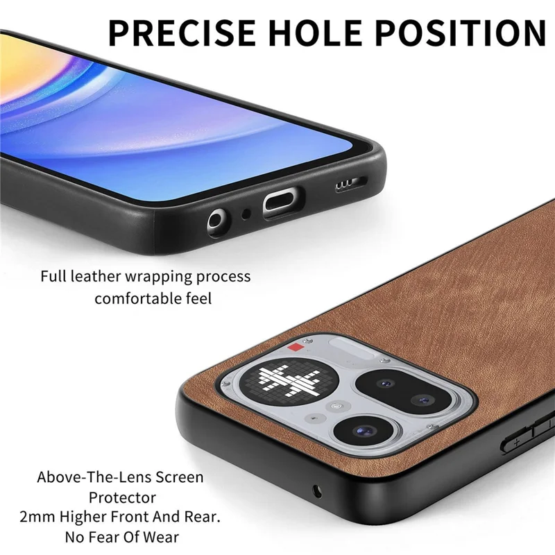 For Nothing Phone (4a) Pro Case Shockproof Slim Retro Leather Phone Back Cover - Brown