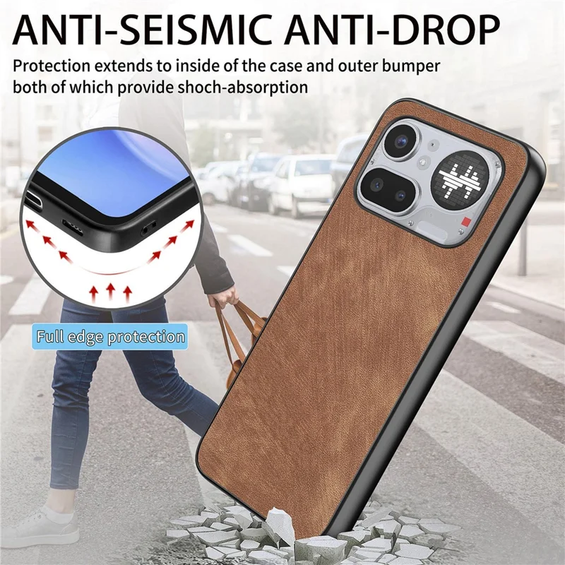 For Nothing Phone (4a) Pro Case Shockproof Slim Retro Leather Phone Back Cover - Brown
