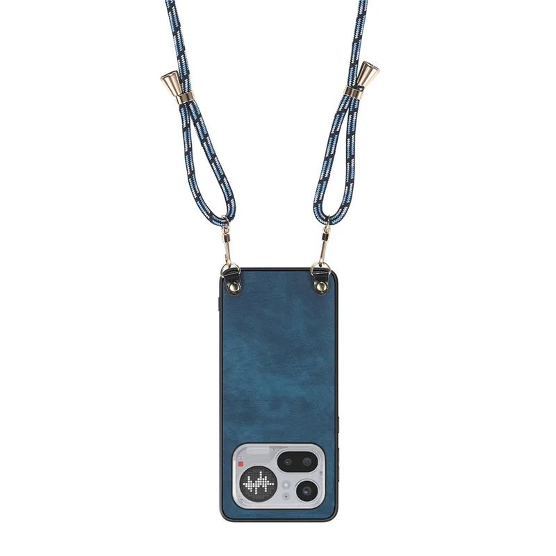 Capa Traseira em Couro Retro para Nothing Phone (4a) Pro com Alça Ajustável - Azul