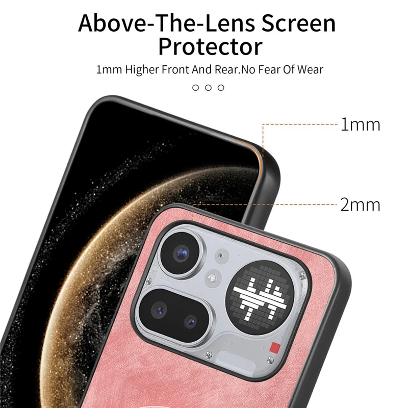 For Nothing Phone (4a) Pro Stress Relief Retro Leather Back Cover Phone Case with Rotating Kickstand - Pink