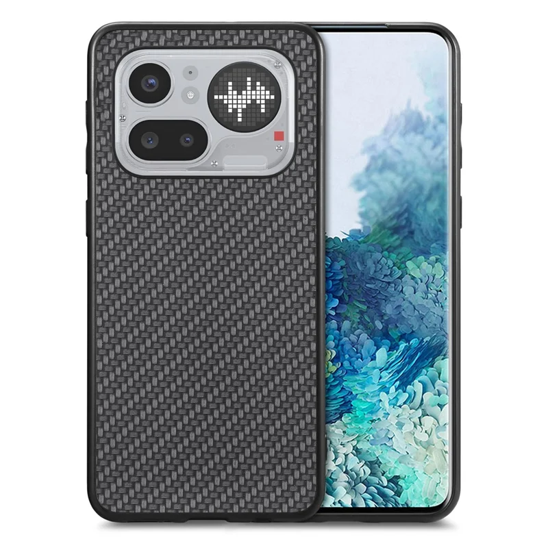 För Nothing Phone (4a) Pro-hölse med struktur av kolfiber, PU-läder + PC + TPU mobilhölse - Svart