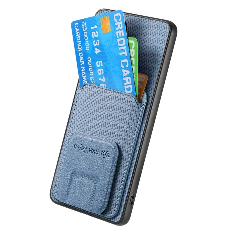 Funda para Nothing Phone (4a) Pro con Soporte para Tarjetas, Textura de Fibra de Carbono, Cuero Recubierto TPU - Azul