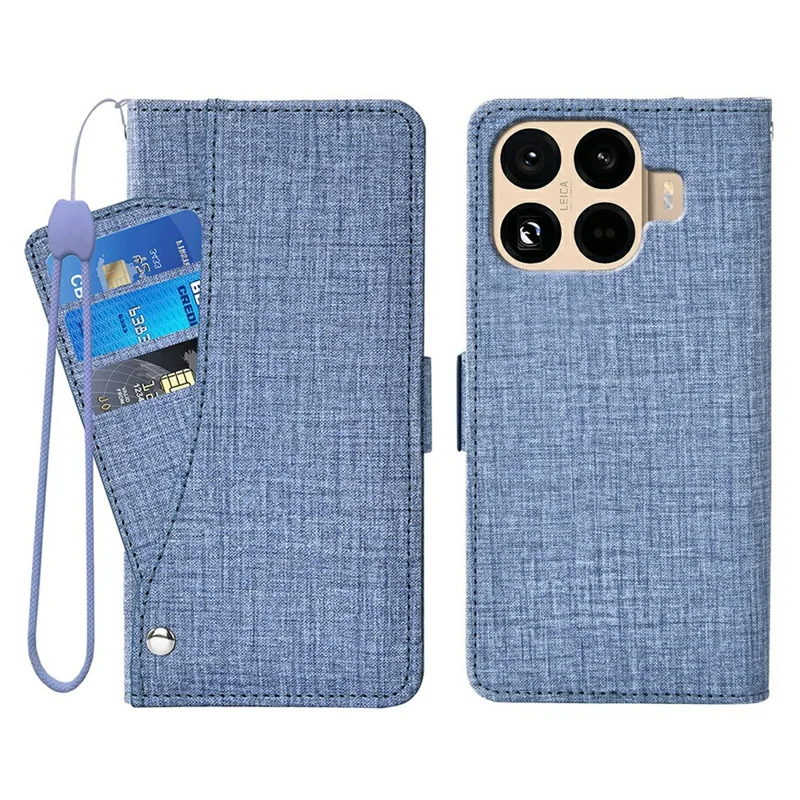 For Xiaomi 17T Pro Case Jean Cloth Texture PU Leather Wallet Phone Cover with Rotating Card Slots - Blue
