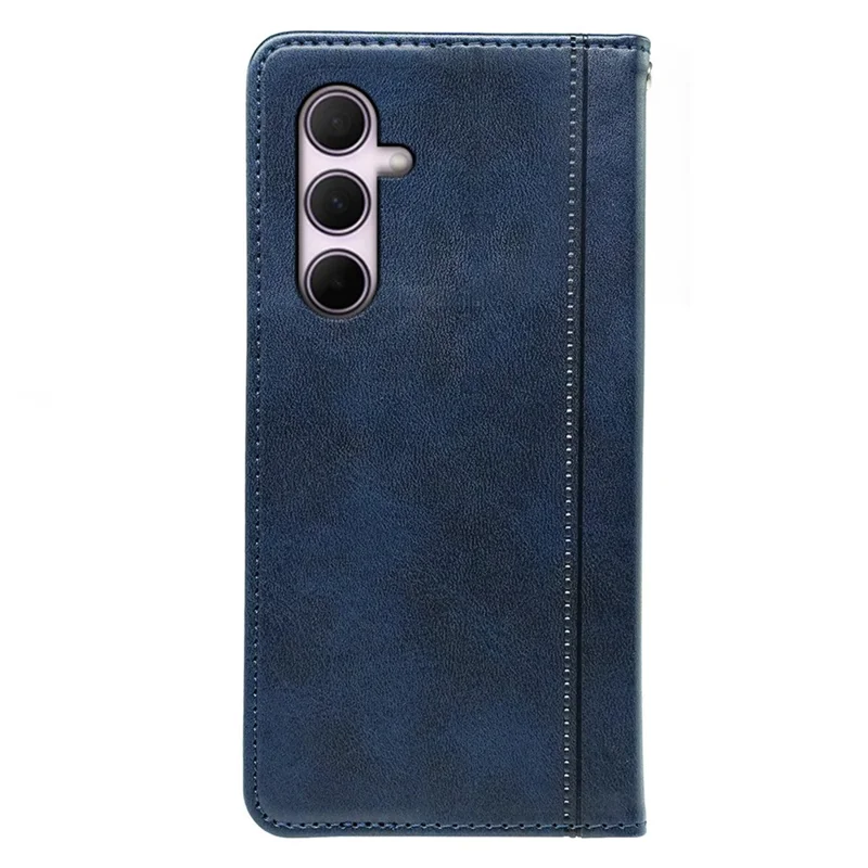 For Samsung Galaxy S26 FE Case Hidden Magnetic Closure Calf Texture Leather Phone Cover - Blue