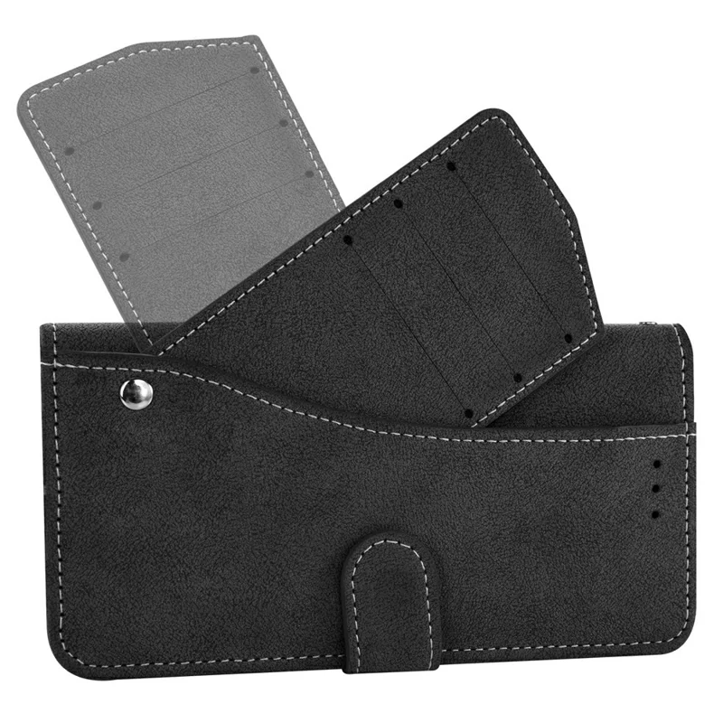 For Samsung Galaxy S26 FE Case Retro PU Leather Wallet Phone Cover with Rotating Card Slots Holder - Black - 4