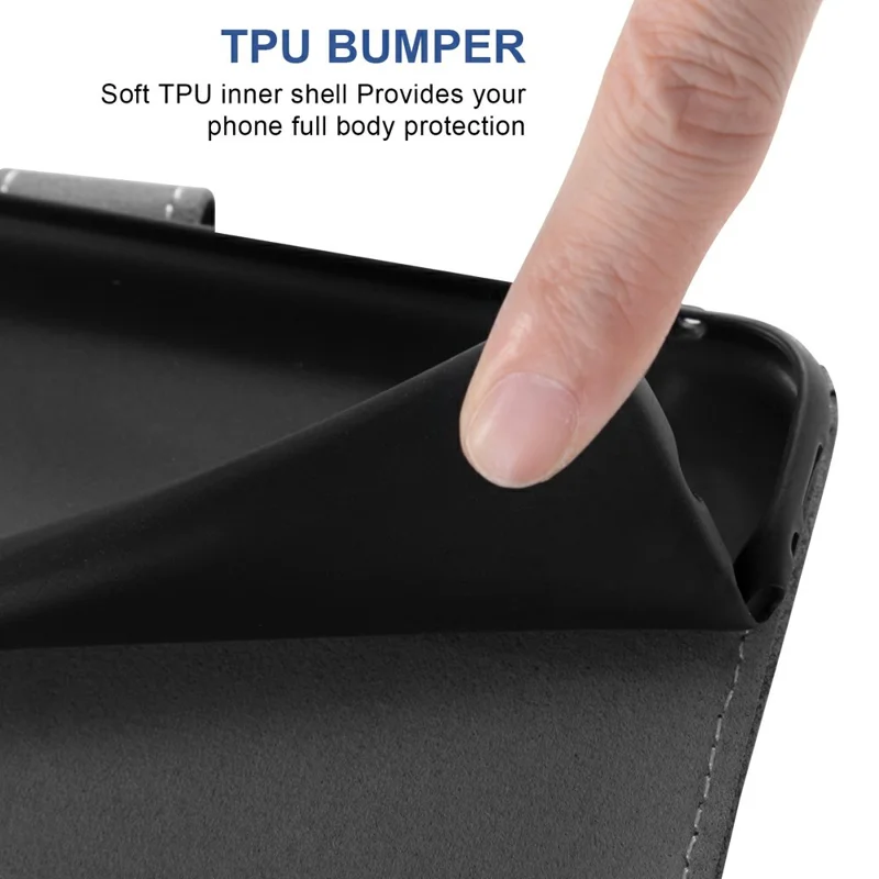 For Samsung Galaxy S26 FE Case Retro PU Leather Wallet Phone Cover with Rotating Card Slots Holder - Black - 5