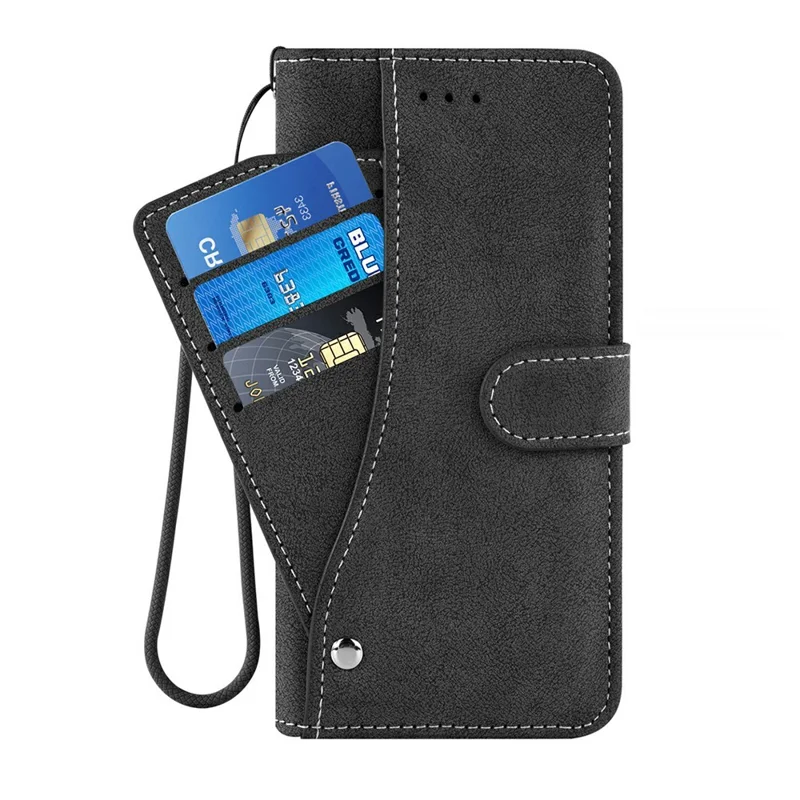 For Samsung Galaxy S26 FE Case Retro PU Leather Wallet Phone Cover with Rotating Card Slots Holder - Black - 7