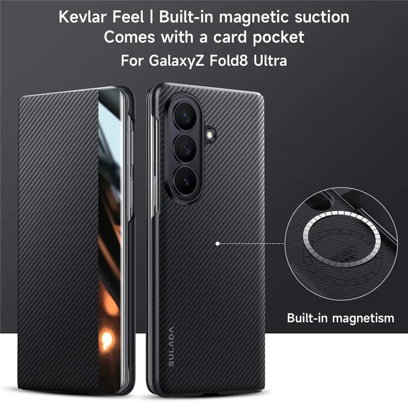 SULADA per Samsung Galaxy Z Fold8 Ultra Custodia Magnetica con Finestra di Visualizzazione, Cover in Pelle per Telefono con Accensione/Spegnimento Automatico - Nero