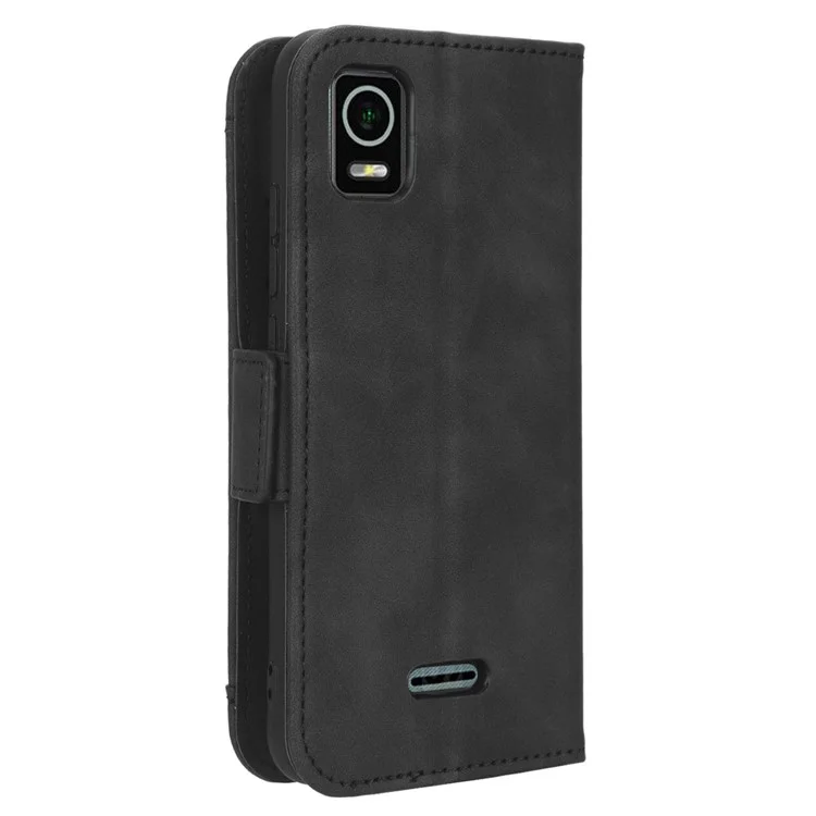 Für Cricket-debüt Smart Multiple Card Slots PU Leder Brieftasche Hülle Anti-kratzer-magnetverschluss Ständer Handyabdeckung - Schwarz