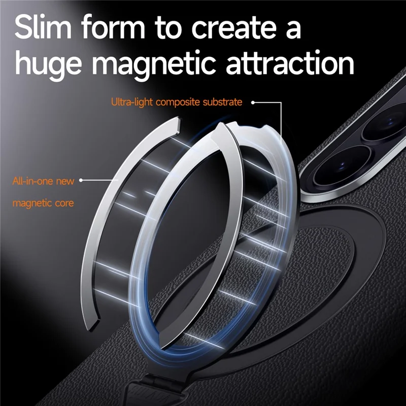 For Samsung Galaxy Z Fold7 5G Magnetic Case Genuine Cow Leather + PC Kickstand Phone Cover - Black