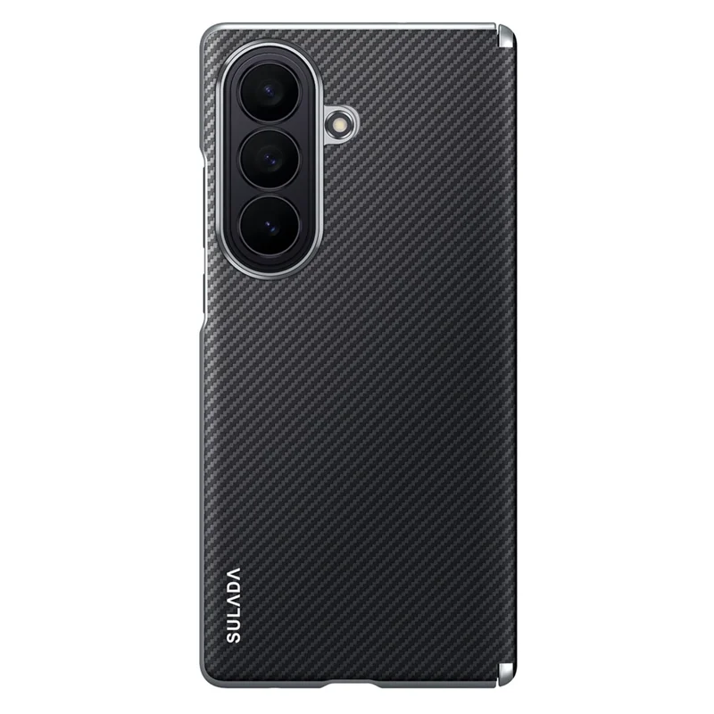 SULADA For Samsung Galaxy Z Fold8 Ultra Magnetic Case Leather+PC Phone Cover Carbon Fiber Texture - Black