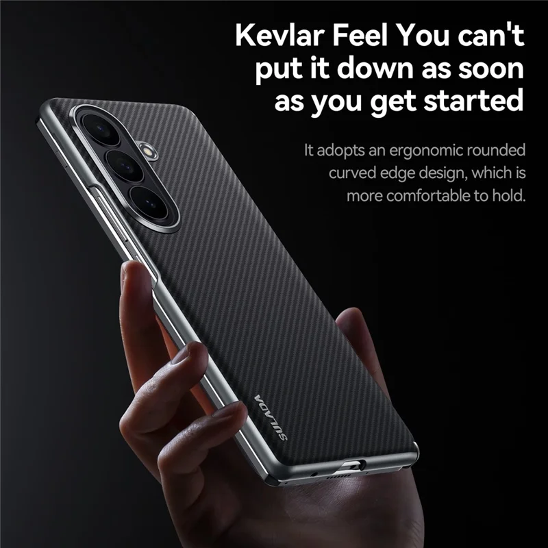 SULADA For Samsung Galaxy Z Fold8 Ultra Magnetic Case Leather+PC Phone Cover Carbon Fiber Texture - Black