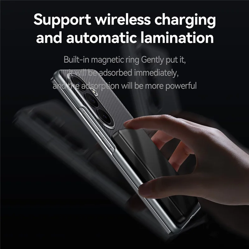 SULADA For Samsung Galaxy Z Fold8 Ultra Magnetic Case Leather+PC Phone Cover Carbon Fiber Texture - Black