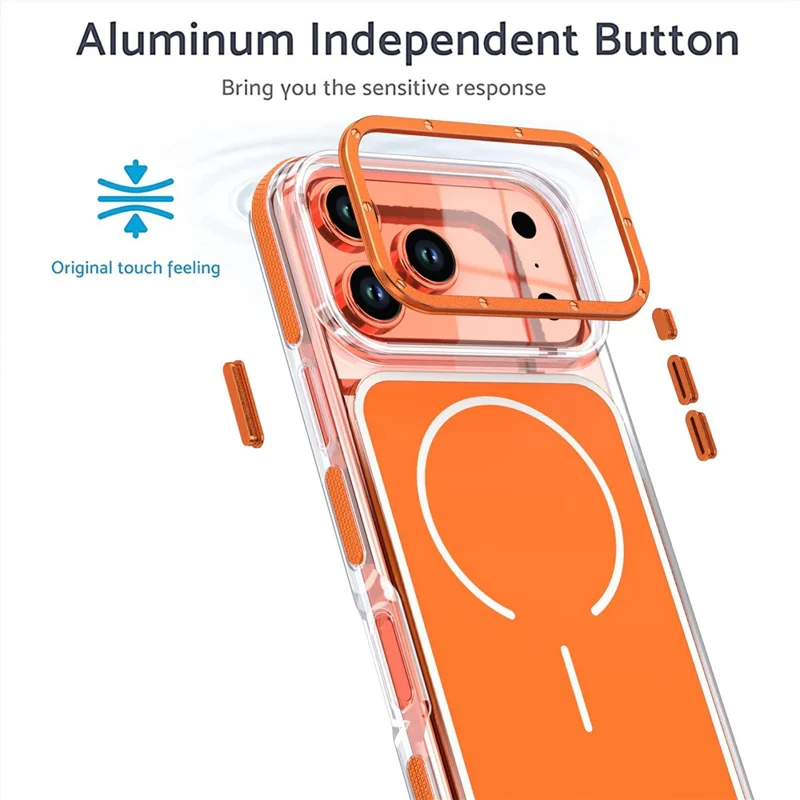 For iPhone 18 Pro / 17 Pro Magnetic Case Dual Color Shockproof TPU PC Phone Cover - Orange
