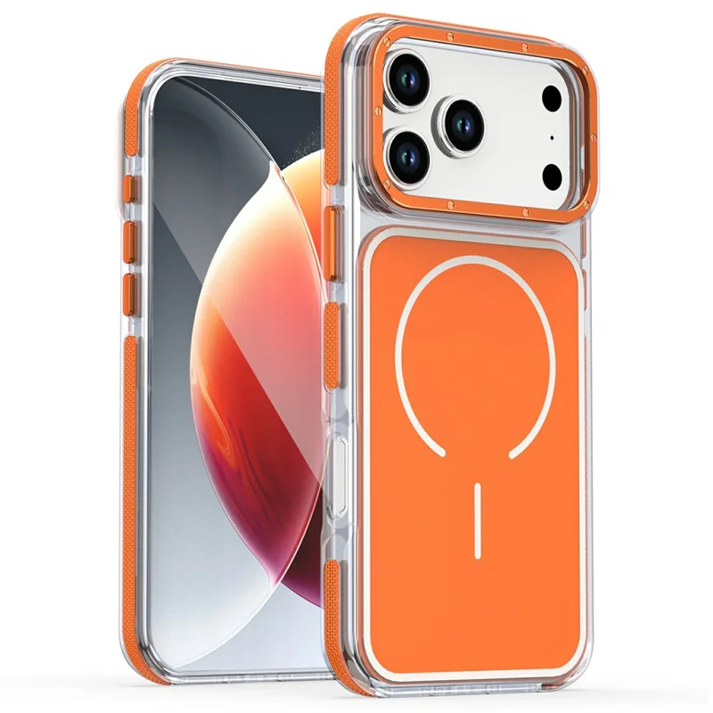 For iPhone 18 Pro Max Magnetic Case Dual Color Shockproof TPU PC Phone Cover - Orange