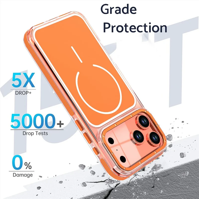For iPhone 18 Pro Max Magnetic Case Dual Color Shockproof TPU PC Phone Cover - Orange